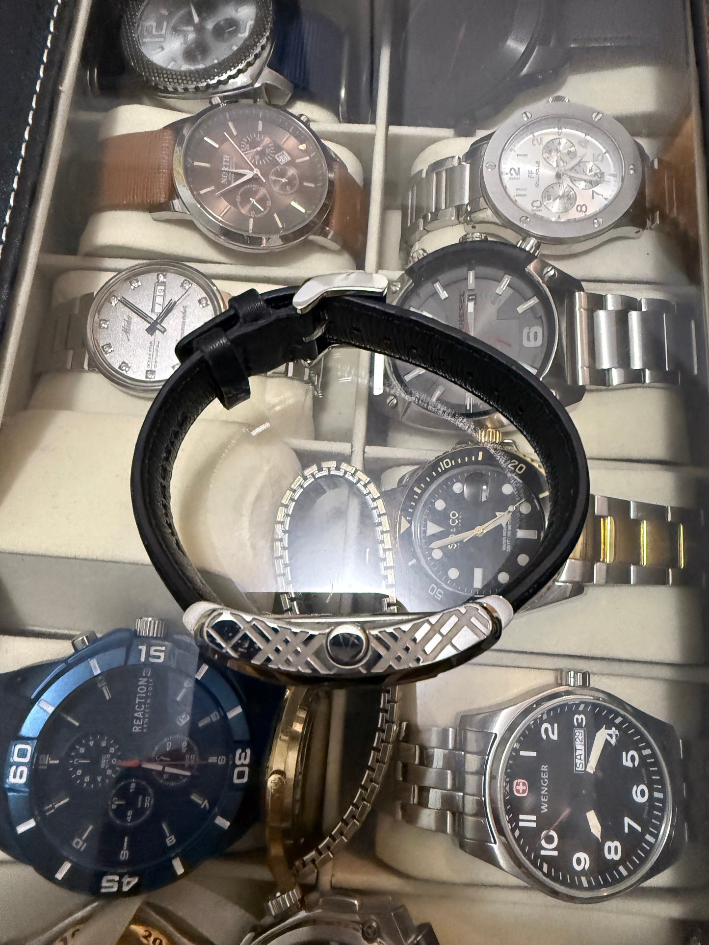 Men’s Burberry Watch Black Leather Square
