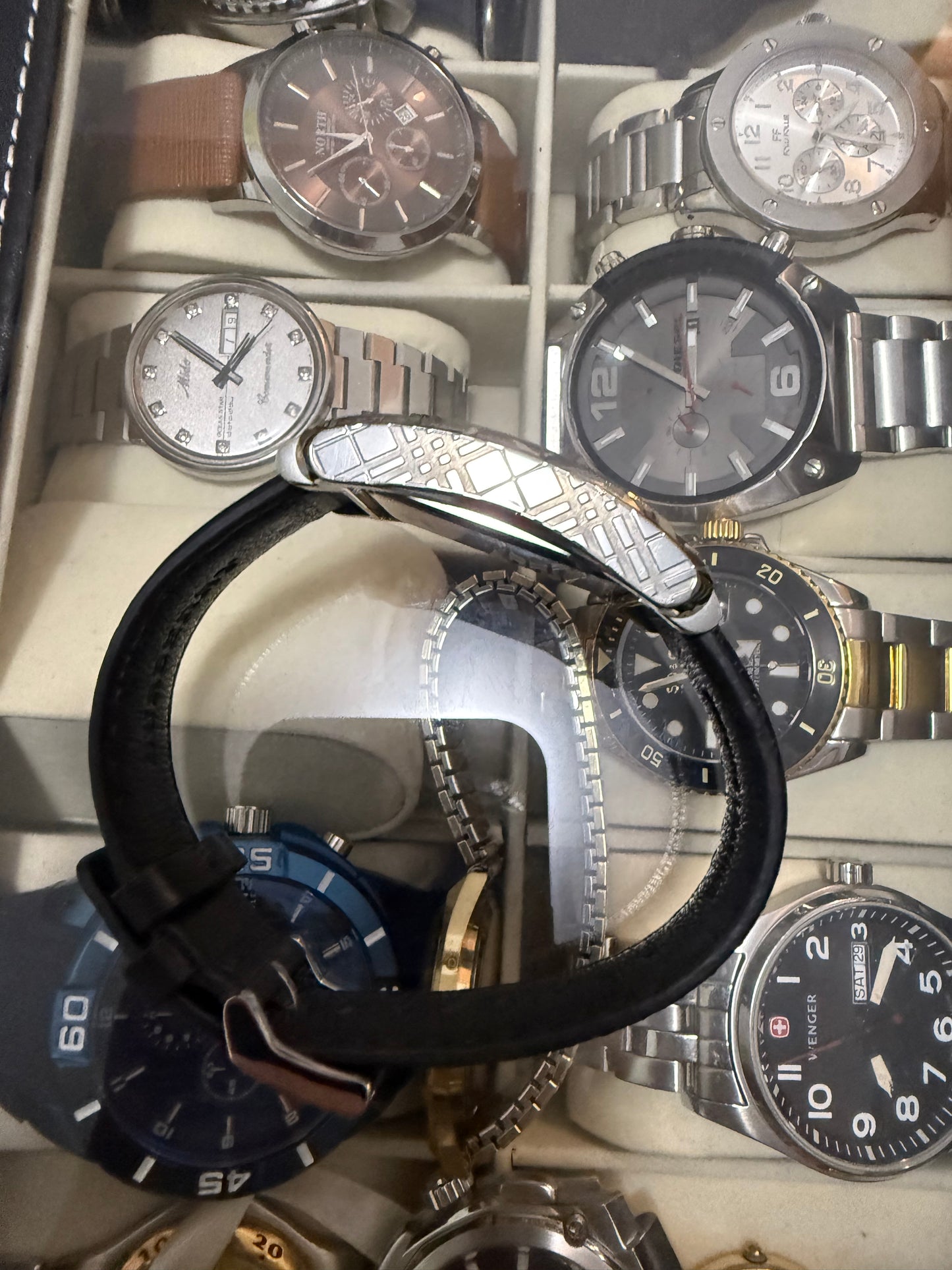 Men’s Burberry Watch Black Leather Square