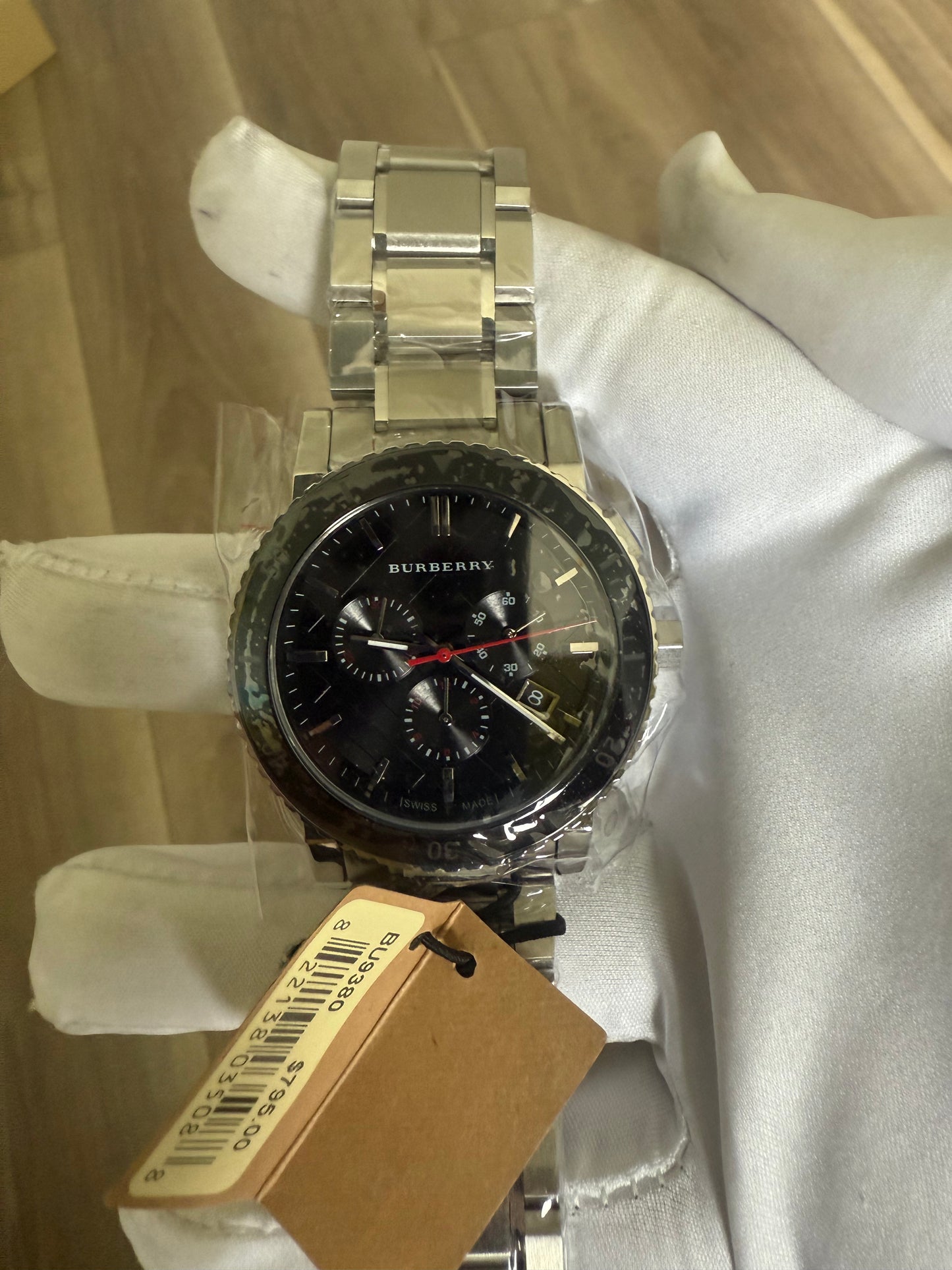 BURBERRY THE CITY BU9380 Stainless Steel Black Dial Chronograph new Men's Watch