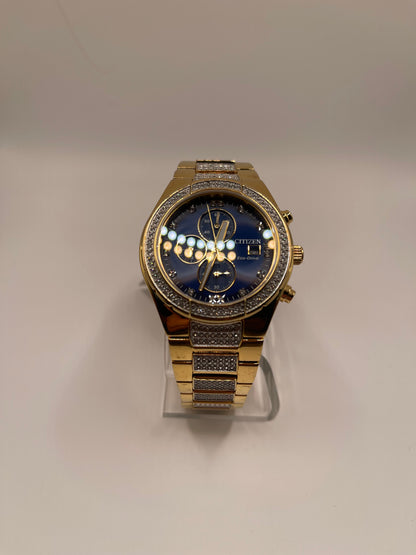 CITIZEN Eco-Drive CRYSTAL Blue Dial Gold-Tone Men's Watch