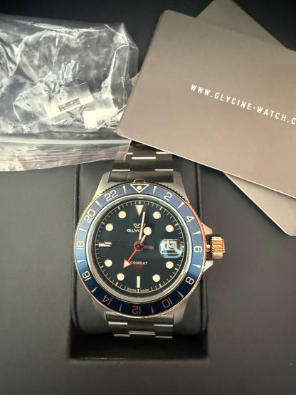 glycine mens combat sub gmt 42mm quartz watch