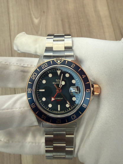 glycine mens combat sub gmt 42mm quartz watch